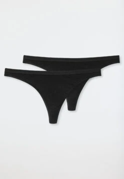 Schiesser Thong 2-pack Organic Cotton Black - 95/5 -Uni Style Shop string 2er pack organic cotton schwarz 95 5 174293 000 detail1