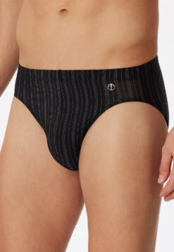 Schiesser Mini Briefs, Microfiber, Black Striped - Nachtschwärmer