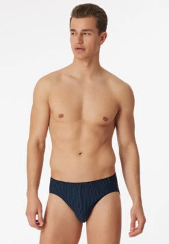Schiesser Bikini Briefs Navy-black Striped - Long Life Soft