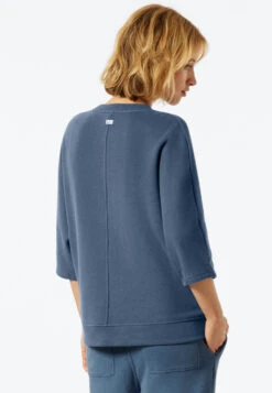 Schiesser Sweater Short Sleeve Blue - Revival Lena 7 Schiesser Sweater Short Sleeve Blue - Revival Lena -Uni Style Shop sweater kurzarm blau revival lena 177106 800 back