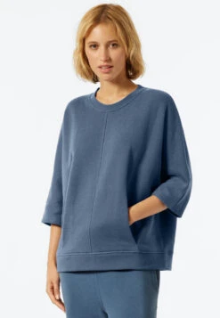 Schiesser Sweater Short Sleeve Blue - Revival Lena 6 Schiesser Sweater Short Sleeve Blue - Revival Lena -Uni Style Shop sweater kurzarm blau revival lena 177106 800 detail2