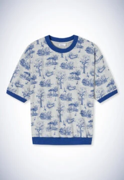 Schiesser Sweater Short-sleeved Indigo/heather Gray - Revival Merle 9 Schiesser Sweater Short-sleeved Indigo/heather Gray - Revival Merle -Uni Style Shop sweater kurzarm indigo grau meliert revival merle 174239 824 detail1