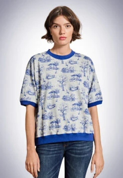 Schiesser Sweater Short-sleeved Indigo/heather Gray - Revival Merle 7 Schiesser Sweater Short-sleeved Indigo/heather Gray - Revival Merle -Uni Style Shop sweater kurzarm indigo grau meliert revival merle 174239 824 detail2