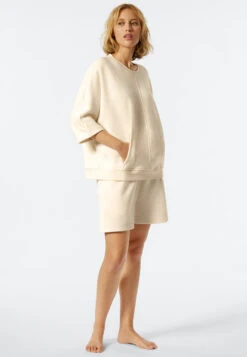 Schiesser Sweater Short Sleeve Vanilla - Revival Lena -Uni Style Shop sweater kurzarm vanille revival lena 177106 607 front