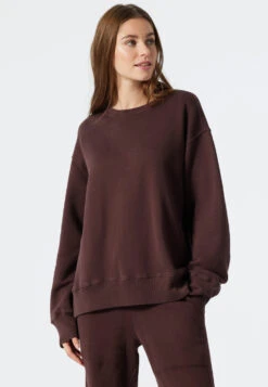 Schiesser Sweater Long-sleeve Aubergine - Revival Lena -Uni Style Shop sweater langarm aubergine revival lena 1 178559 511 detail2