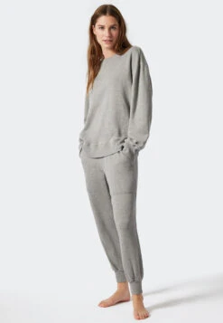 Schiesser Sweater Long-sleeve Heather Gray - Revival Lena -Uni Style Shop sweater langarm grau meliert revival lena 1 178559 202 front