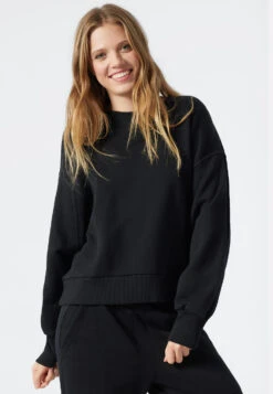 Schiesser Sweater Long-sleeve Black - Revival Lena -Uni Style Shop sweater langarm schwarz revival lena 1 178244 000 detail2