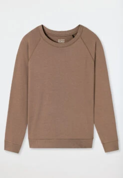 Schiesser Sweatshirt Long-sleeved Lyocell Cuffs Brown - Mix & Relax Lounge