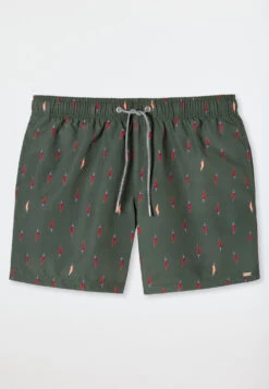 Schiesser Swim Shorts Chili Peppers Olive Patterned - Aqua
