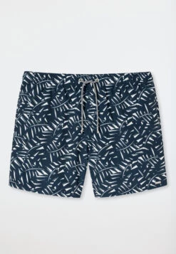 Schiesser Swim Shorts Dark Blue Patterned - Wave Nature -Uni Style Shop swimshorts dunkelblau gemustert wave nature 179192 803 detail1