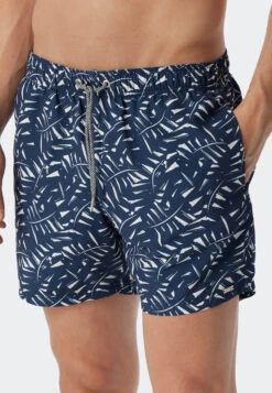 Schiesser Swim Shorts Dark Blue Patterned - Wave Nature -Uni Style Shop swimshorts dunkelblau gemustert wave nature 179192 803 detail2