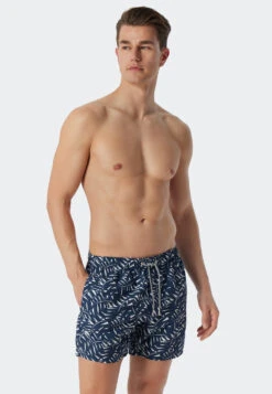 Schiesser Swim Shorts Dark Blue Patterned - Wave Nature