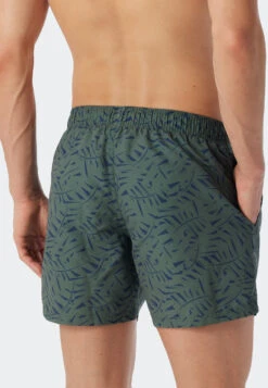 Schiesser Swim Shorts Olive Patterned - Wave Nature 6 Schiesser Swim Shorts Olive Patterned - Wave Nature -Uni Style Shop swimshorts olive gemustert wave nature 179192 707 back