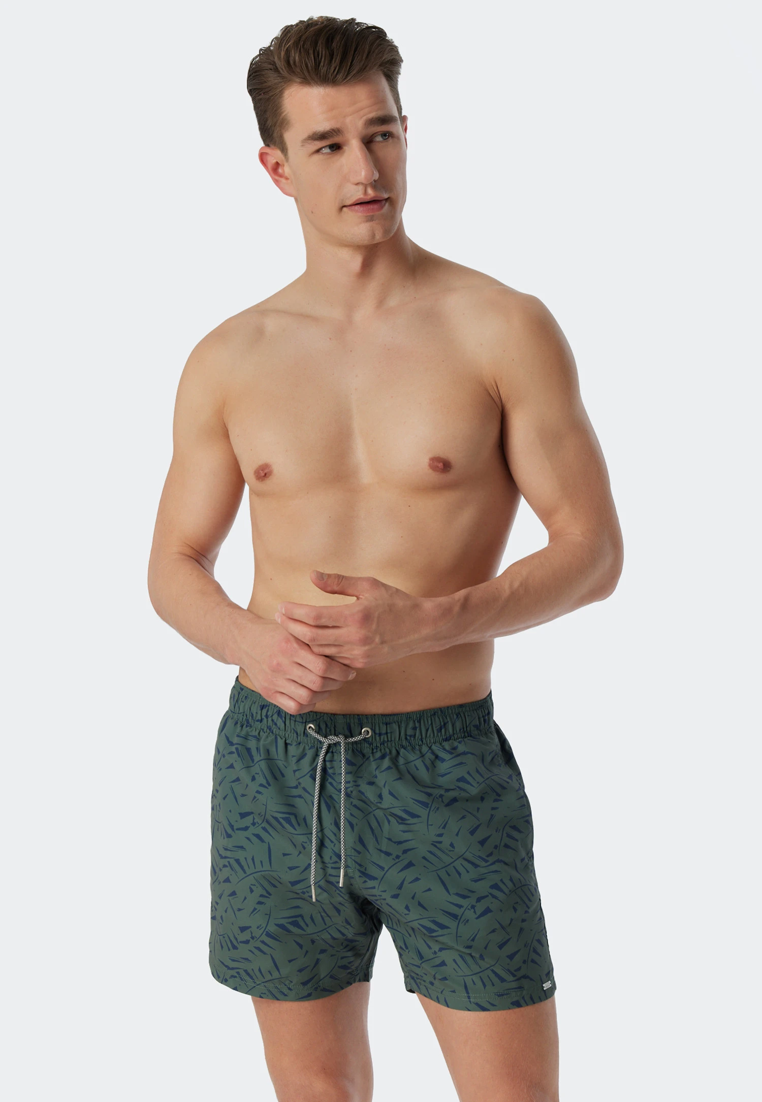 Schiesser Swim Shorts Olive Patterned - Wave Nature 4 Schiesser Swim Shorts Olive Patterned - Wave Nature - Image 4