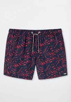 Schiesser Swim Shorts Red Patterned - Wave Nature -Uni Style Shop swimshorts rot gemustert wave nature 179192 500 detail1