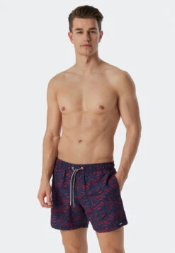 Schiesser Swim Shorts Red Patterned - Wave Nature