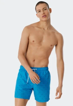 Schiesser Swim Trunks Woven Fabric Aquarium Blue Patterned - Marineland