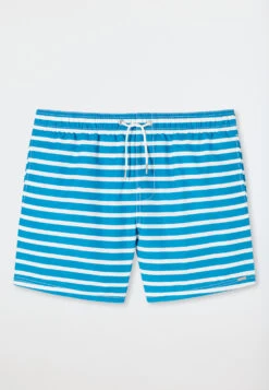 Schiesser Swim Trunks Woven Fabric Aquarium White Striped - Submerged -Uni Style Shop swimshorts webware aquarium weiss gestreift submerged 179186 813 detail1