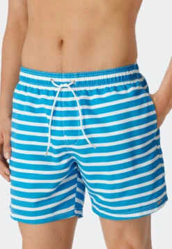 Schiesser Swim Trunks Woven Fabric Aquarium White Striped - Submerged -Uni Style Shop swimshorts webware aquarium weiss gestreift submerged 179186 813 detail2