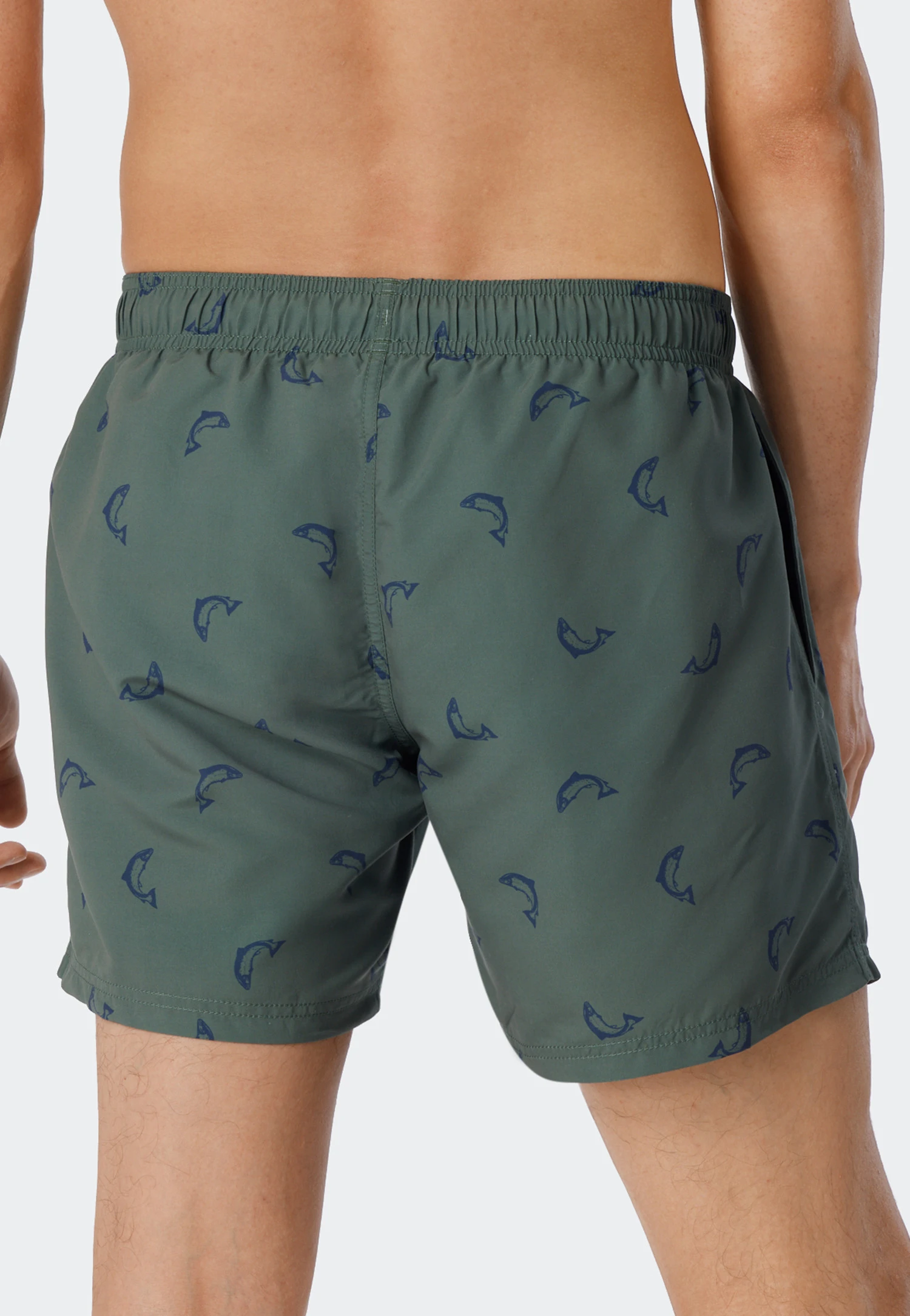 Schiesser Swim Trunks Woven Fabric Fish Olive Patterned - Waterworld 1 Schiesser Swim Trunks Woven Fabric Fish Olive Patterned - Waterworld