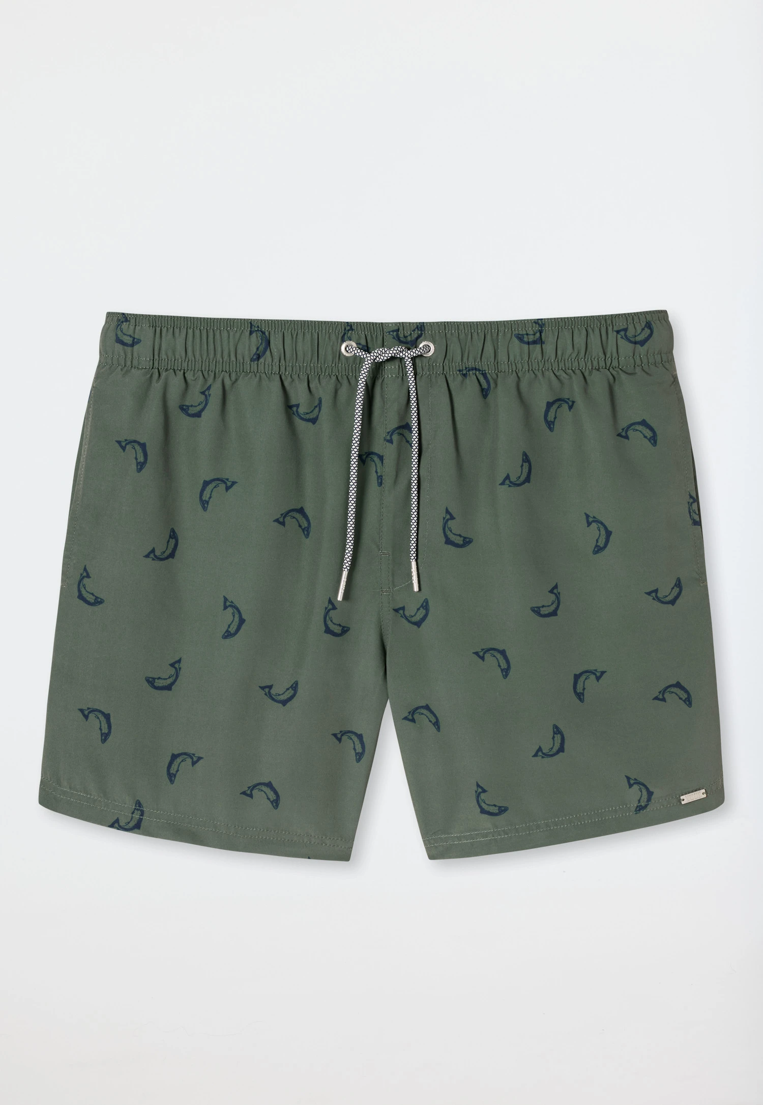 Schiesser Swim Trunks Woven Fabric Fish Olive Patterned - Waterworld 2 Schiesser Swim Trunks Woven Fabric Fish Olive Patterned - Waterworld - Image 2