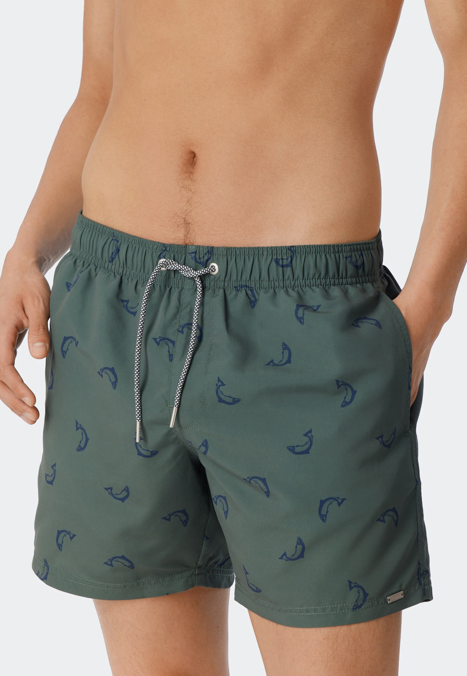 Schiesser Swim Trunks Woven Fabric Fish Olive Patterned - Waterworld 4 Schiesser Swim Trunks Woven Fabric Fish Olive Patterned - Waterworld - Image 4