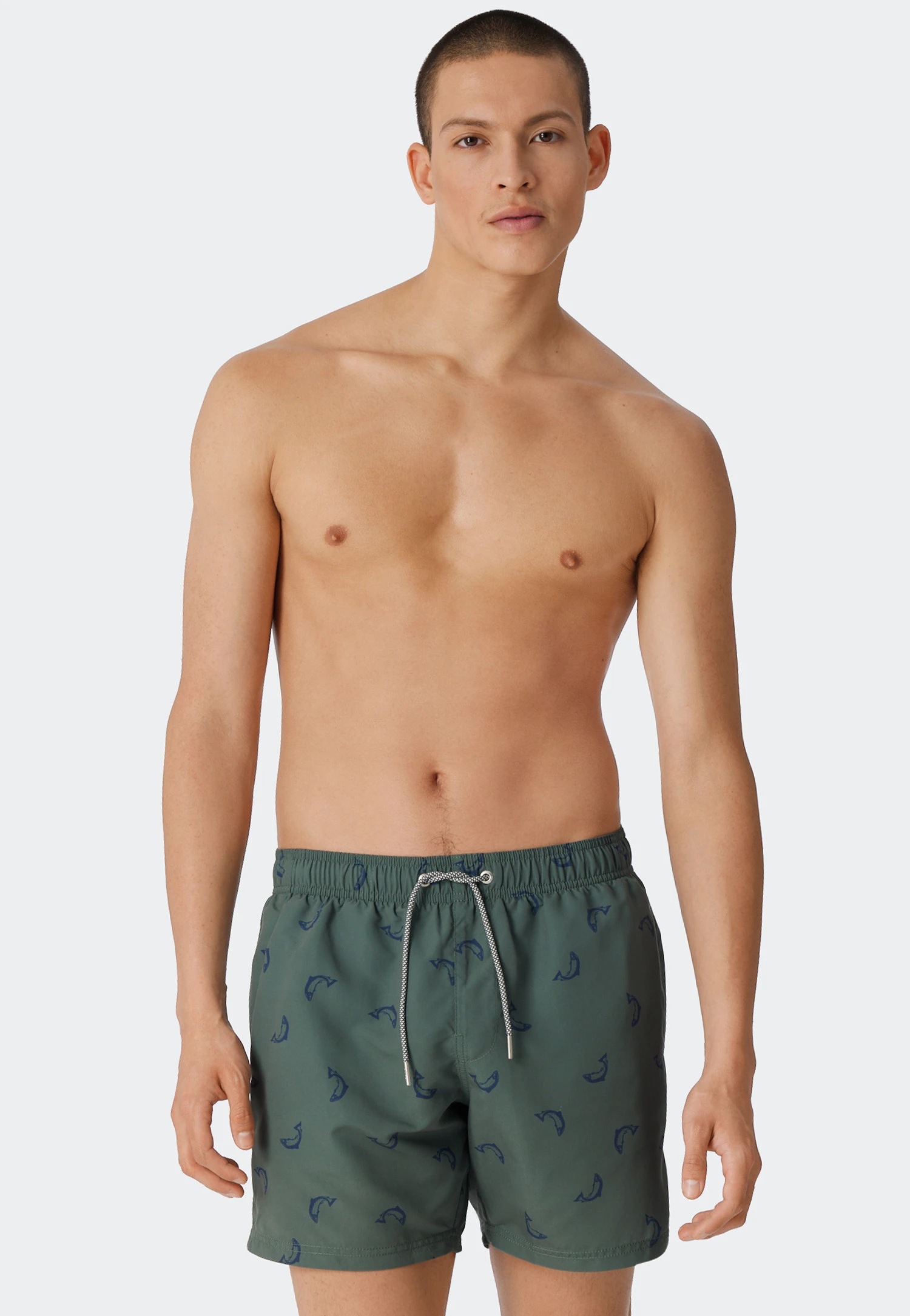 Schiesser Swim Trunks Woven Fabric Fish Olive Patterned - Waterworld 3 Schiesser Swim Trunks Woven Fabric Fish Olive Patterned - Waterworld - Image 3