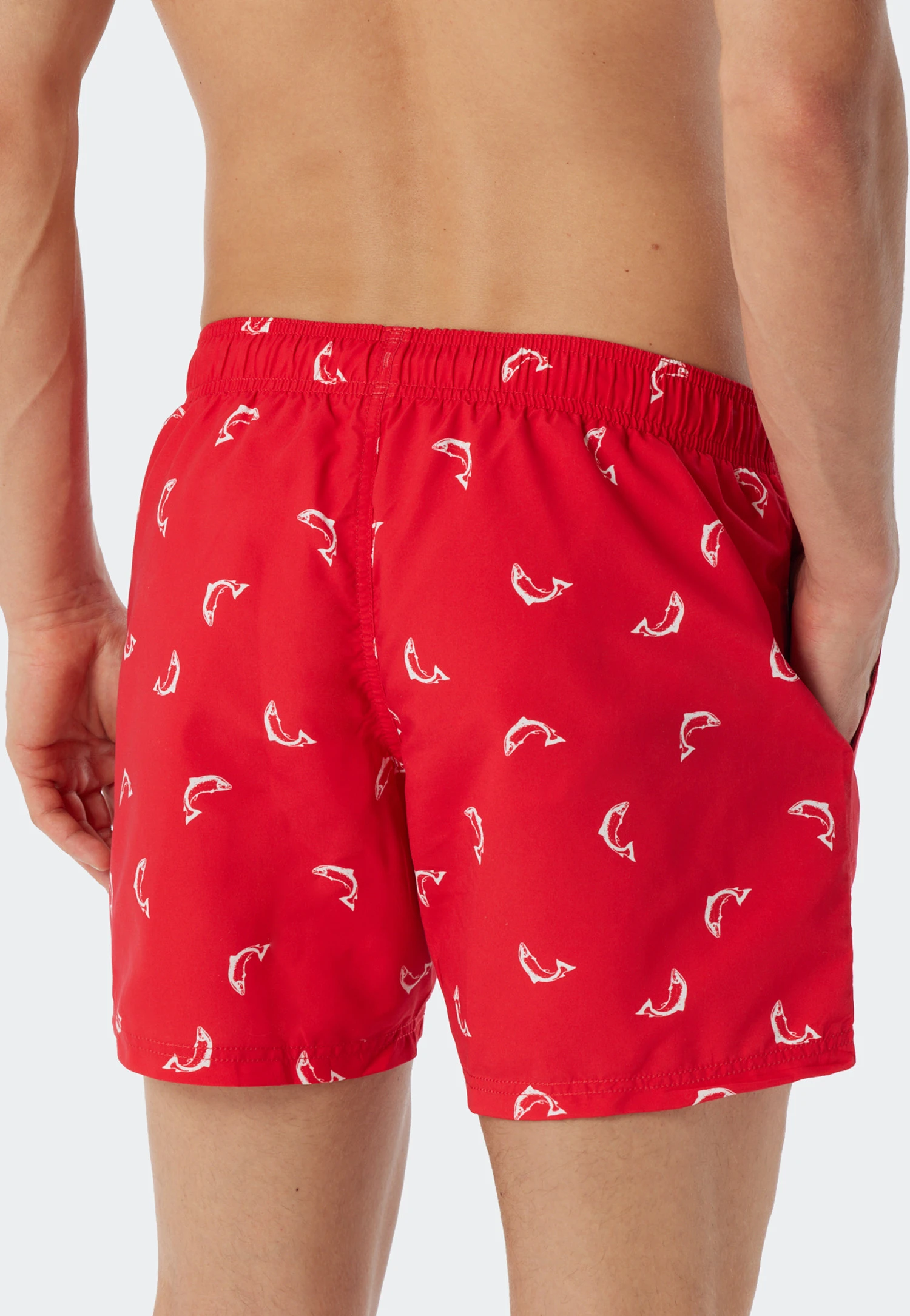 Schiesser Swim Trunks Woven Fabric Fish Patterned Red - Waterworld 2 Schiesser Swim Trunks Woven Fabric Fish Patterned Red - Waterworld - Image 2