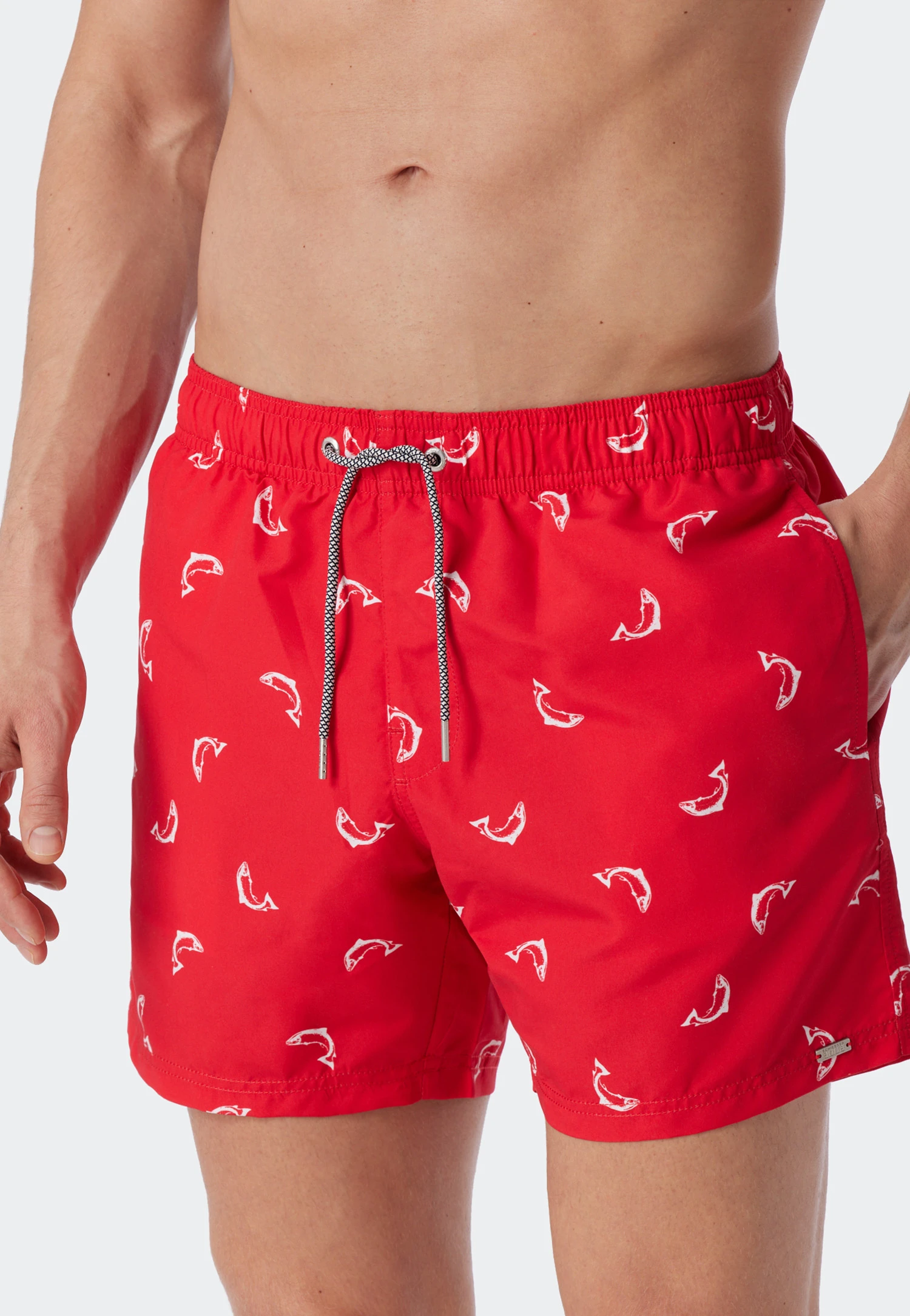 Schiesser Swim Trunks Woven Fabric Fish Patterned Red - Waterworld 3 Schiesser Swim Trunks Woven Fabric Fish Patterned Red - Waterworld - Image 3