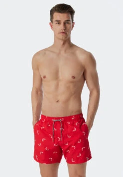 Schiesser Swim Trunks Woven Fabric Fish Patterned Red - Waterworld 7 Schiesser Swim Trunks Woven Fabric Fish Patterned Red - Waterworld -Uni Style Shop swimshorts webware fische rot gemustert waterworld 179195 500 front