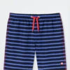Schiesser Swim Shorts Woven Fabric Recycled SPF40+ Stripes Dark Blue Patterned - Diver Stories