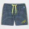 Schiesser Swim Shorts Woven Fabric Recycled SPF40+ Stripes Dark Blue Patterned - Rat Henry