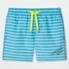 Schiesser Swim Shorts Woven Fabric Recycled SPF40 + Stripes Light Blue - Rat Henry