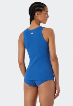Schiesser Tank Top Atlantic Blue - Revival Greta -Uni Style Shop tank top atlantikblau revival greta 177127 899 back