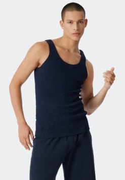 Schiesser Tank Top Dark Blue - Revival Friedrich -Uni Style Shop tank top dunkelblau revival friedrich 179217 803 front