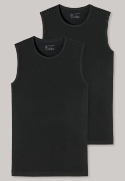Schiesser Tank Tops 2-pack Organic Cotton Round Neck Black - 95/5 -Uni Style Shop tank tops 2er pack organic cotton rundhals schwarz 95 5 173980 000 detail1