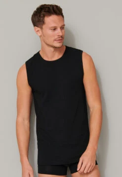Schiesser Tank Tops 2-pack Organic Cotton Round Neck Black - 95/5 -Uni Style Shop tank tops 2er pack organic cotton rundhals schwarz 95 5 173980 000 detail2