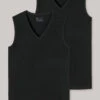 Schiesser Tank Tops 2-pack Organic Cotton V-neck Black - 95/5