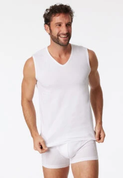 Schiesser Tank Tops 2-pack Organic Cotton V-neck White - 95/5