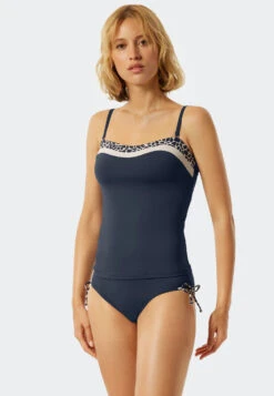 Schiesser Tankini Set Soft Cups Variable Straps Midi Bottom Adjustable Sides Admiral - Californian Safari