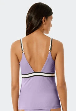 Schiesser Tankini Top Removable Soft Cups Adjustable Straps Purple - California Dream