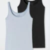 Schiesser Top 2-pack Organic Cotton Black/light Blue - 95/5 Organic