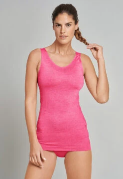 Schiesser Ultra Lightweight Seamless Top Heather Pink - Active Mesh Light -Uni Style Shop top ultraleicht seamless pink meliert active mesh light 162013 520 front