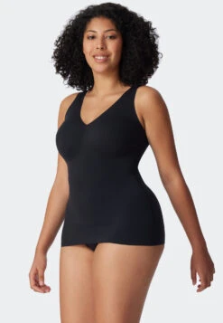 Schiesser Strappy Top Microware Removable Pads Black - Invisible Soft