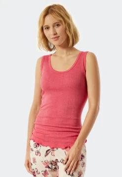 Schiesser Strappy Top Organic Cotton Openwork Pink - Mix & Relax 7 Schiesser Strappy Top Organic Cotton Openwork Pink - Mix & Relax -Uni Style Shop traegertop organic cotton ajouree pink mix relax 176871 504 detail2