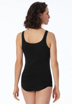 Schiesser Black Tank Top - Luxury 6 Schiesser Black Tank Top - Luxury -Uni Style Shop traegertop schwarz luxury 200763 000 back