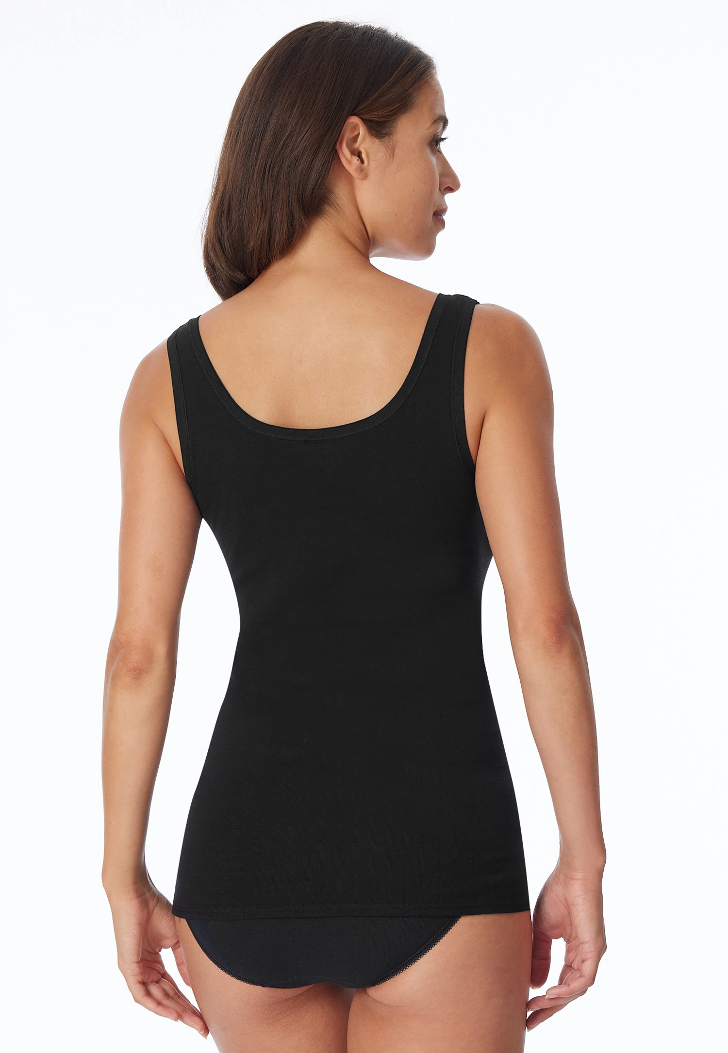 Schiesser 2-pack Black Strap Tops With Embroidery - Cotton Essentials 5 Schiesser 2-pack Black Strap Tops With Embroidery - Cotton Essentials - Image 5