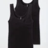 Schiesser 2-pack Black Strap Tops With Embroidery - Cotton Essentials