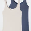 Schiesser Tank Tops 2-pack Sand/blue - Modal Essentials