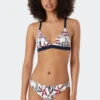 Schiesser Triangle Bikini Removable Soft Cups Variable Straps Lined Mini Bottoms Floral Print Multicolored - Deep Sea